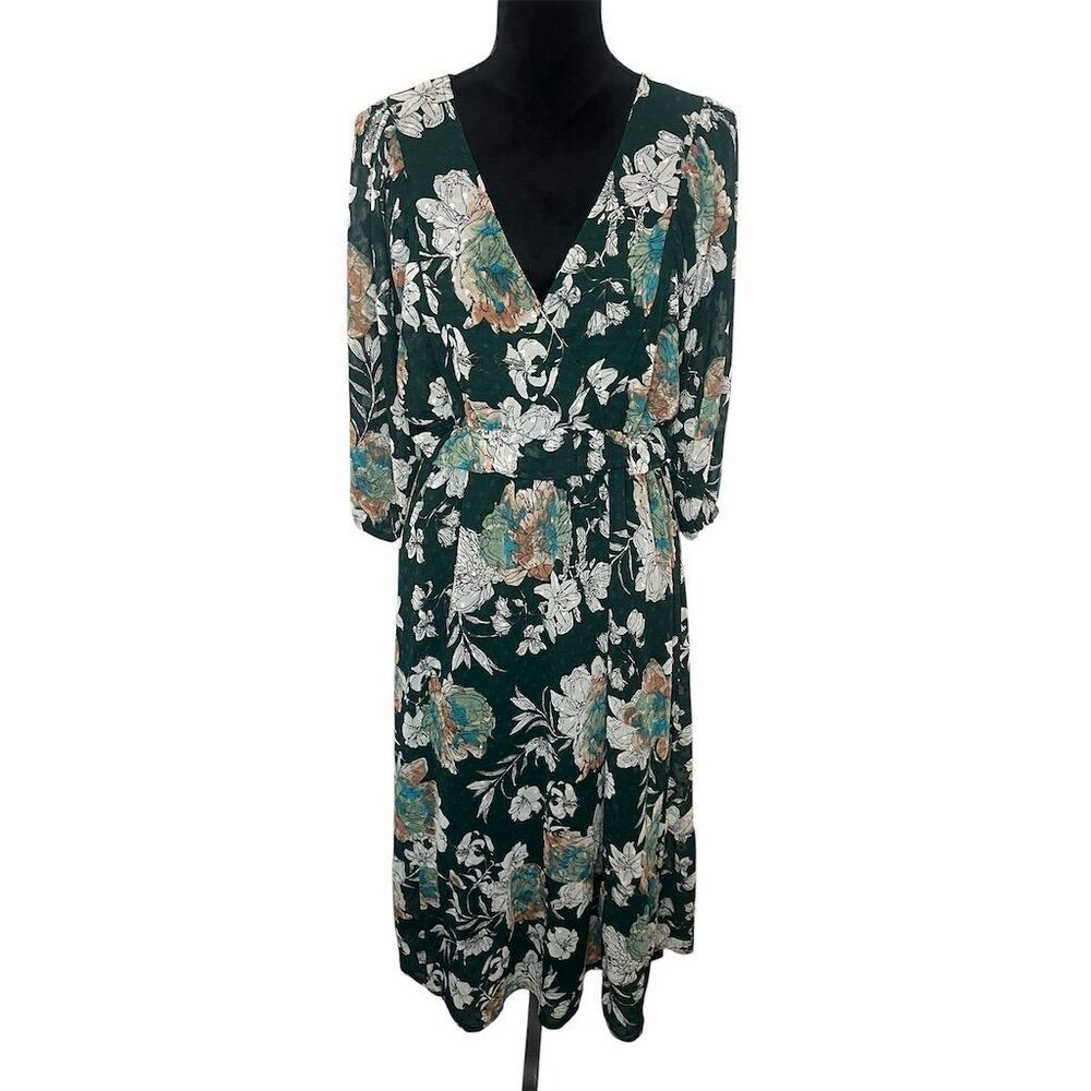 NWT RIVER ISLAND GREEN FLORAL BOHO INSPIRED‎ STUNNING DRESS WOMENS SIZE 12